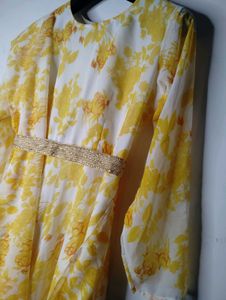 pretty yellow floral anarkali