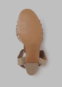 Women Beige Block Heeled Sandals