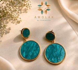 Bohemian Teal Round Drop Earrings