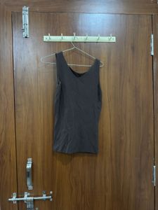 Sleek Dark Brown V-Neck Tank Top