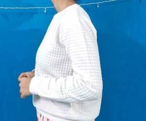 White Quilted Crewneck Sweatshirt