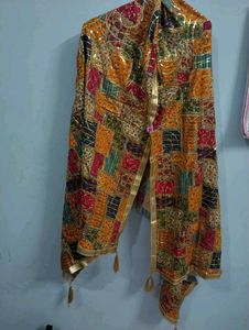 heavy fancy multicolour bandhej sequence duptta