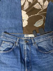 Zara Wide Leg Jeans - Blue Denim