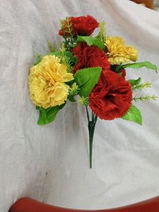 Red And Black Wooden Flower Pots With Flowers