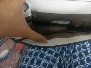 Chic White &amp; Navy Handbag