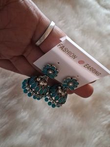 Turquoise Jhumka Earrings
