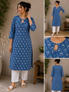 Blue Floral Print Kurta