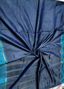 Elegant Blue Silk Saree with Striped Border