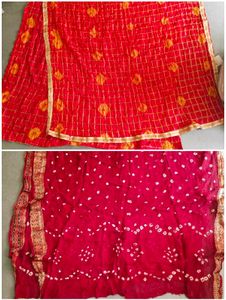 2 Red & maroon Bandhani Dupatta