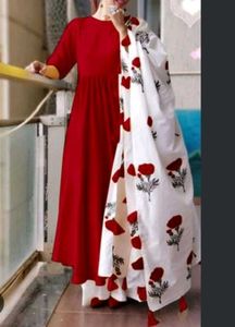 White Cotton floral print dupatta