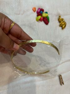 Brass Gold Tone Chocker, Bracelet and Rings