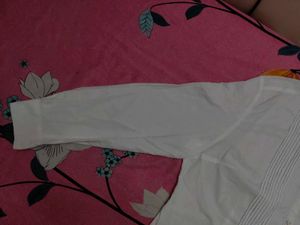 Classic White Pleated Button-Down Shirt