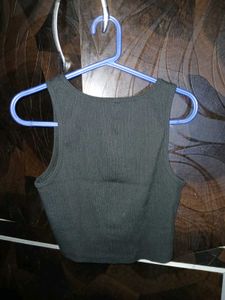 Set of 2 Ribbed Crop Tank Tops (Black &amp; White) - S
