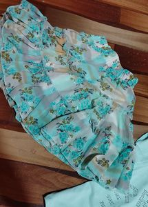 Girls Cute Mint Green T-shirt and Skirt Set