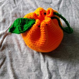 Cute Orange Crochet Pouch
