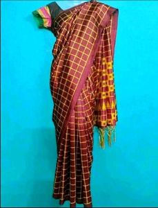 Rust colour silk saree