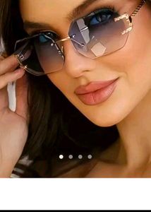 Glamorous Faceted Rimless Sunglasses