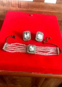 Elegant Crystal Choker &amp; Earrings Set