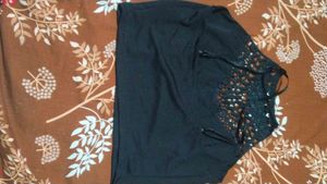Chic Black Crochet Neckline Top