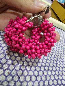 Pink Pearly Hoop Earrings