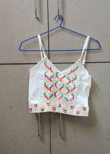 Indo western white Crop top &amp; Shrug