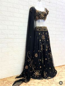 Elegant Black &amp; Gold Lehenga Choli