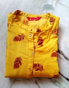 😊🧡Yellow Printed Kurta