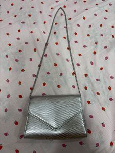westside Silver Textured Clutch Bag