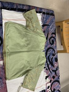 Elegant Green Sequin crop top and blouse