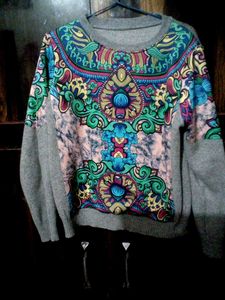 Colorful Patterned Pullover Sweater