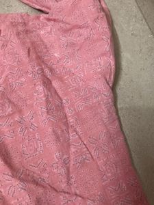 A Line Pink Kurti With Bottom