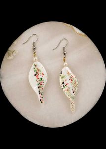 Leaf-Shaped Glass Earrings