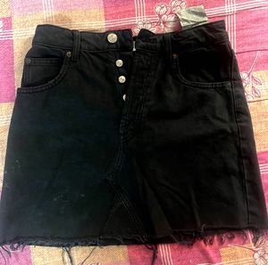 Zara Black Denim Mini Skirt