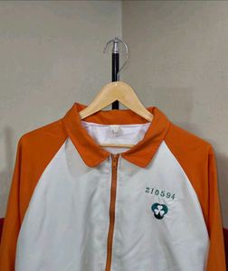 Orange &amp; White Zip-Up Jacket