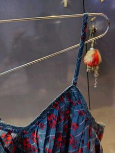 Blue Floral Smocked Crop Top