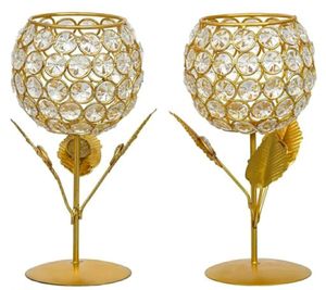 Crystal Rose Candle Holder For Decoration -Set Of2