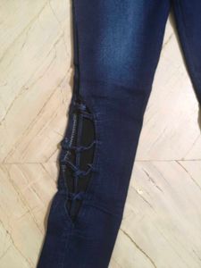 Stylish Denim Jeans with Lace-Up Detail
