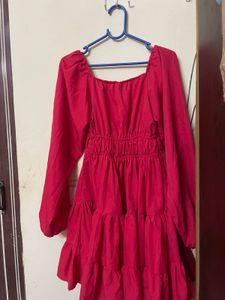 Vibrant pink  Tiered Mini Dress