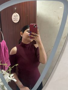 Burgundy Cold Shoulder Top