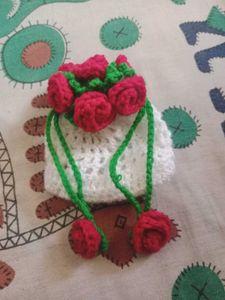 Handmade Crochet Rose Mini Bag