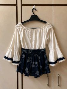 Boho Off-Shoulder Bell Sleeve Top