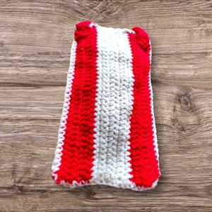 Red &amp; White Crochet Phone Bag