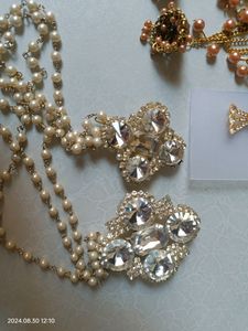 Combo Set Earring Saree Brooch And Necklace