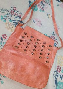 Chic Coral Studded Crossbody Bag