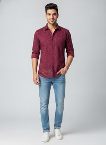 Stylish Maroon Floral Print Shirt