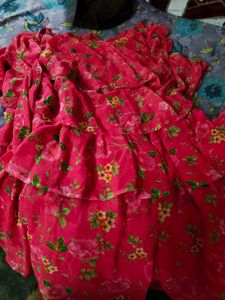 Stunning Red Floral Ruffle Lehenga Choli