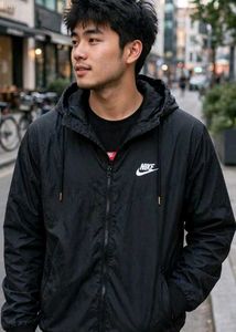 Nike Black Hooded Windbreaker Jacket