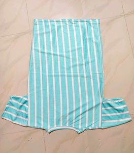 Teal and White Striped T-Shirt