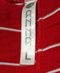 Red Striped "Happy Go" T-Shirt