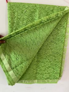 Lime Green Lace Saree with Embellishments